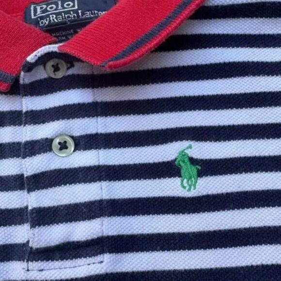 Baby One Piece Outfit Sz 18 Mos Navy Striped Collar Preppy - Picture 6 of 8